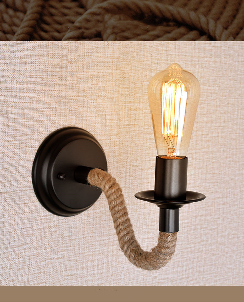 Retro Creative Wrought Iron Twine Wall Lamp