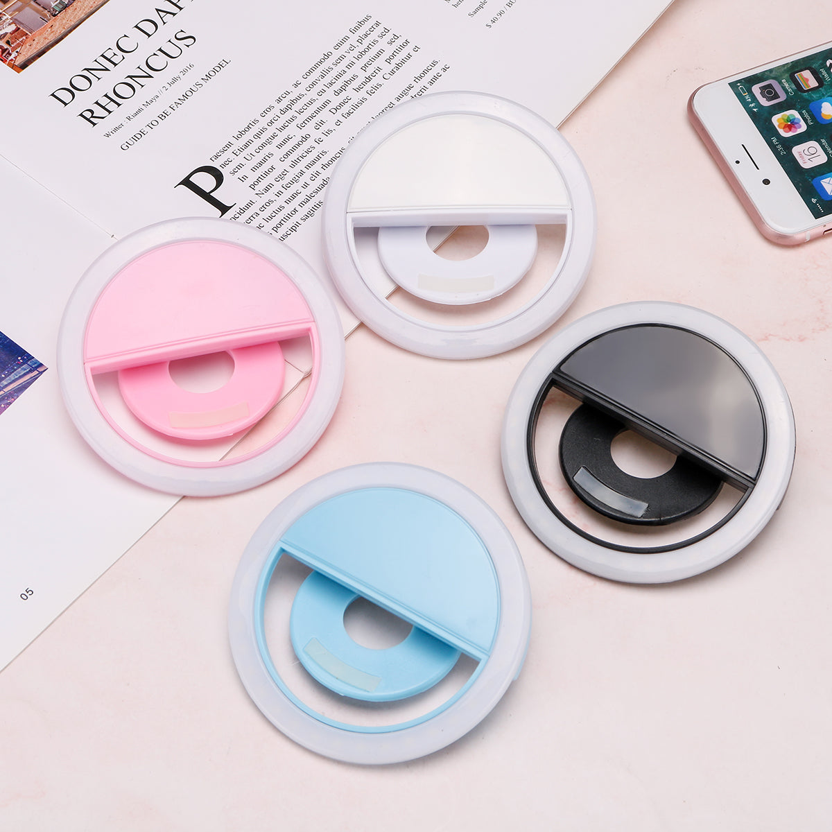 Selfie Fill Ring Lamp with Universal Clip and 3 Levels Brightness